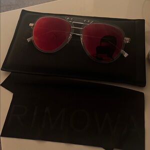 Rimowa Aviator - Red Lens Clear Frame Sunglasses